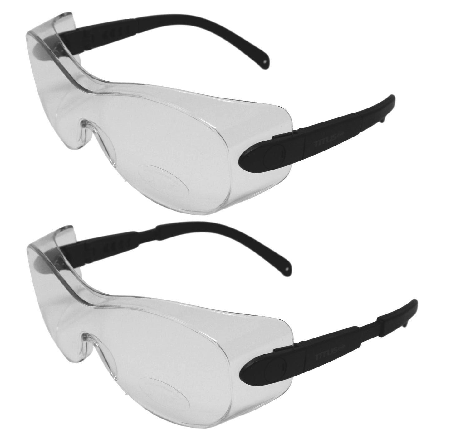 BULK ORDER - TITUS G7 12 PACK Z87+ OTG Safety Glasses Fit Over Rx Glasses, Protective Work Chemical Impact ANSI CE Certified Adjustable Large USA