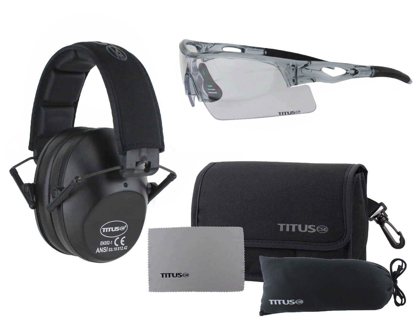 TITUS 2 Series Slim-Line 34 NRR Hearing Protection Safety Glasses Combos