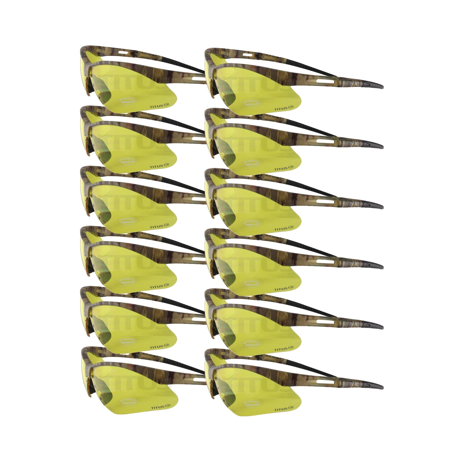 BULK ORDER - TITUS G40CC 12 PACK Aero© ANSI Z87+ Amber Safety Blue Blocking Shooting Range Glasses Motorcycle Eye Protection