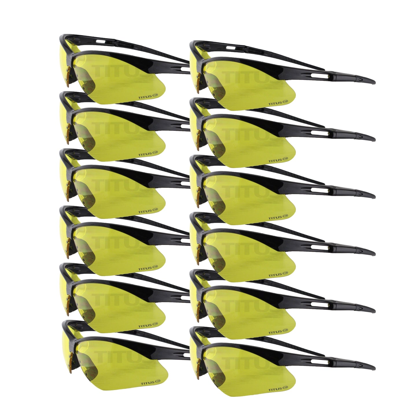 BULK ORDER - TITUS G40 Aero© 12 PACK ANSI Z87+ Amber Safety Blue Blocking Shooting Range Glasses Motorcycle Eye Protection