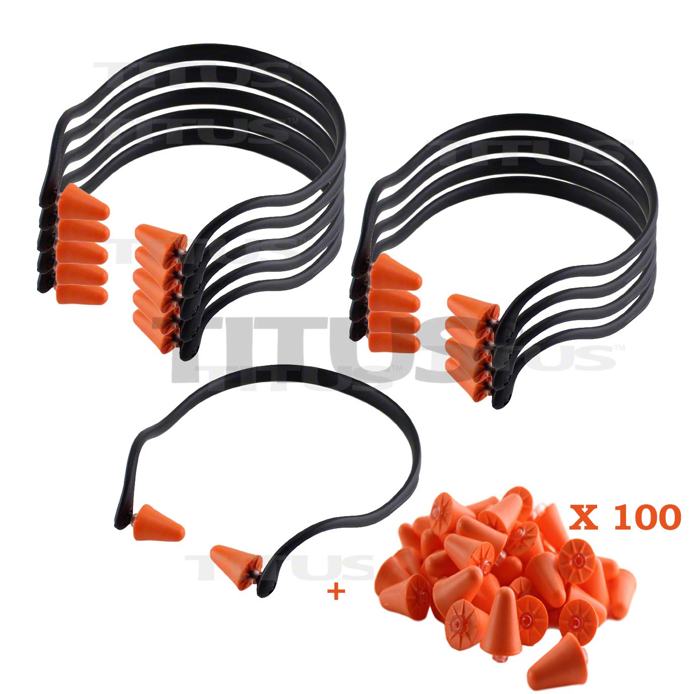 TITUS Contoured U-Band - Over Ear Reusable Banded Ear Plugs - Orange & Black