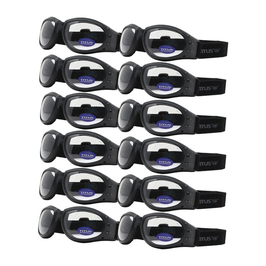 BULK ORDER - TITUS 12 PACK G10 CLEAR RAPTOR Motorcycle Riding Padded Sport Goggles