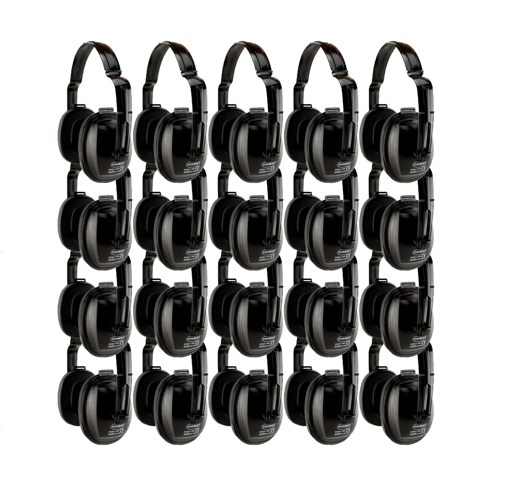 BULK ORDER - 20 PACK TITUS 1-Series Economy EarMuffs Ear Protection Noise Reduction ANSI CE Approved Earphones