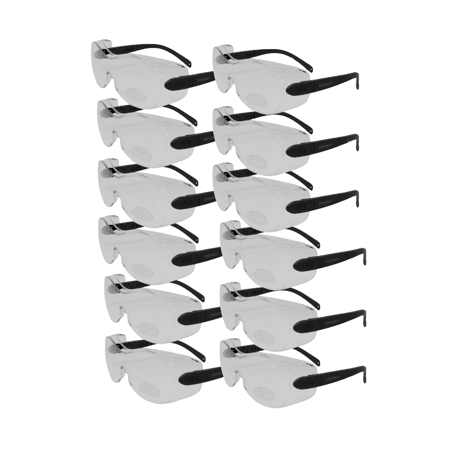 BULK ORDER - TITUS G7 12 PACK Z87+ OTG Safety Glasses Fit Over Rx Glasses, Protective Work Chemical Impact ANSI CE Certified Adjustable Large USA
