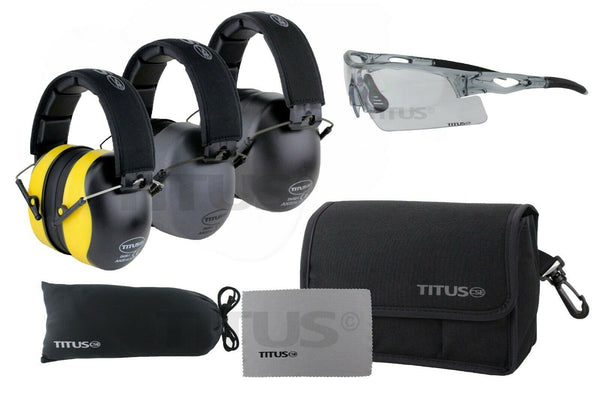 Titus Onyx 37 / G20 Highest NRR Hearing Protection PPE Earmuffs Safety Glasses